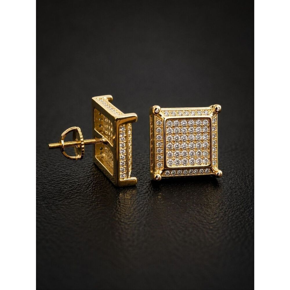 Gaudy Square Pave Earrings 